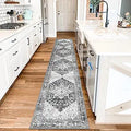 Washable Runner Rug, 2x10 Non-Slip Boho Vintage Hallway Rug Runner with Rubber Backing, Stain Resistant Distressed Carpet Runner for Bedroom, Kitchen, Laundry, Entrance